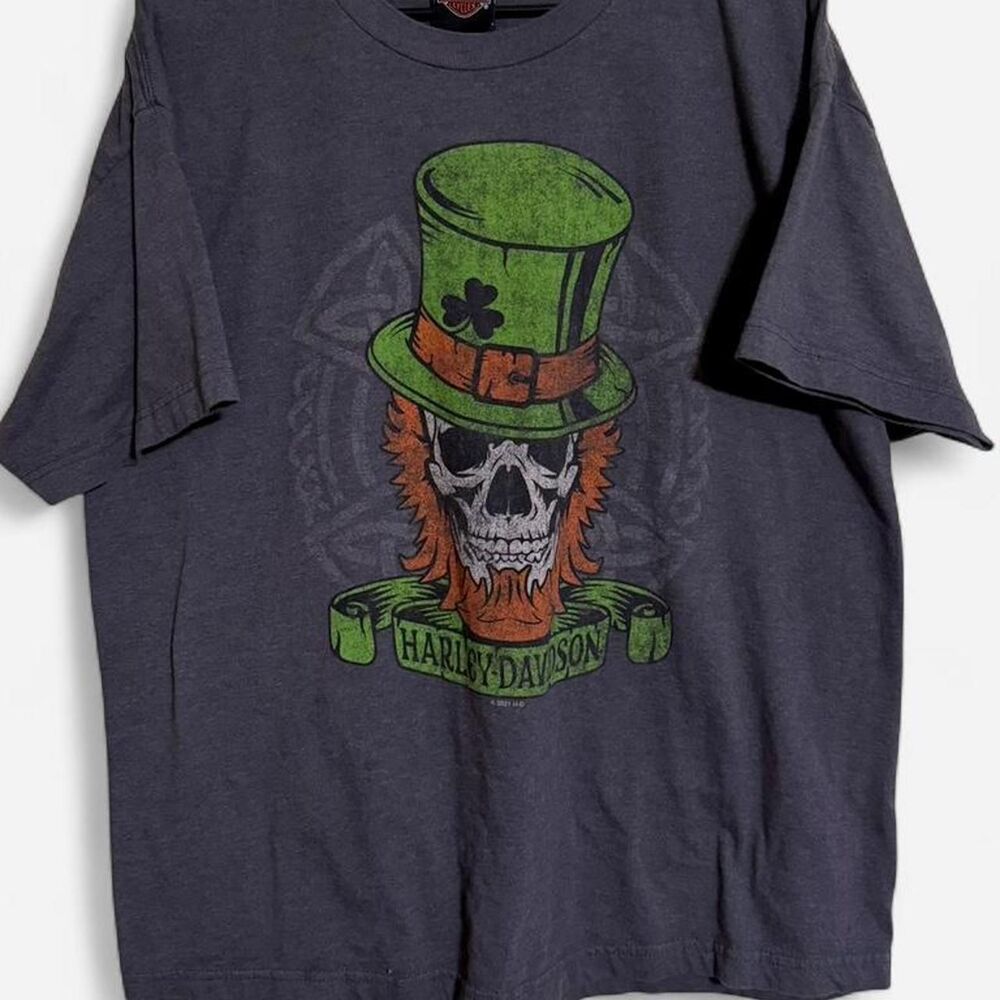 Harley-davidson Men's Grey and Black T-shirt